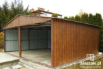 Garaż blaszany 6x5 Orzech SZEROKI PANEL Dwuspad - obrazek 3