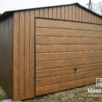 Garaż blaszany 4x5 Orzech SZEROKI PANEL Dwuspad