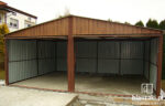 Garaż blaszany 6x5 Orzech SZEROKI PANEL Dwuspad - obrazek 5