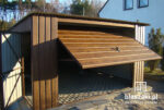 Garaż blaszany 4x5 Orzech SZEROKI PANEL Spad tył