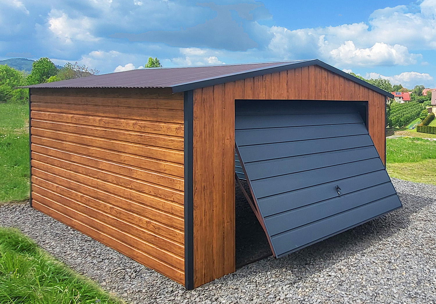 garaż blaszany 4x6 garaże blaszane 4x6 poziomy panel