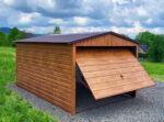 Garaż blaszany drewnopodobny poziomy panel