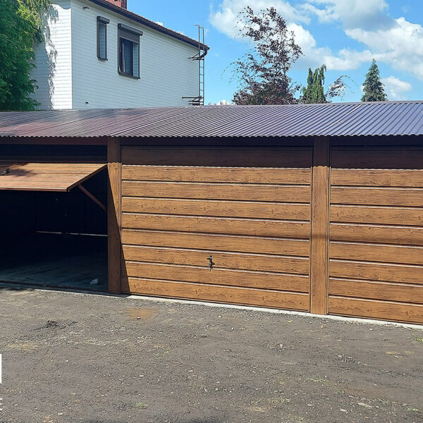 Garaż blaszany 12x6 orzech