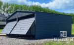 Garaż blaszany 6x5,80 antracyt poziomy panel i obrobki