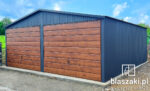 Garaż Blaszany 6x6 okucia orzech-grafi
