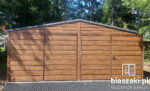 Garaż blaszany 6x5 orzech poziomy panel blachy